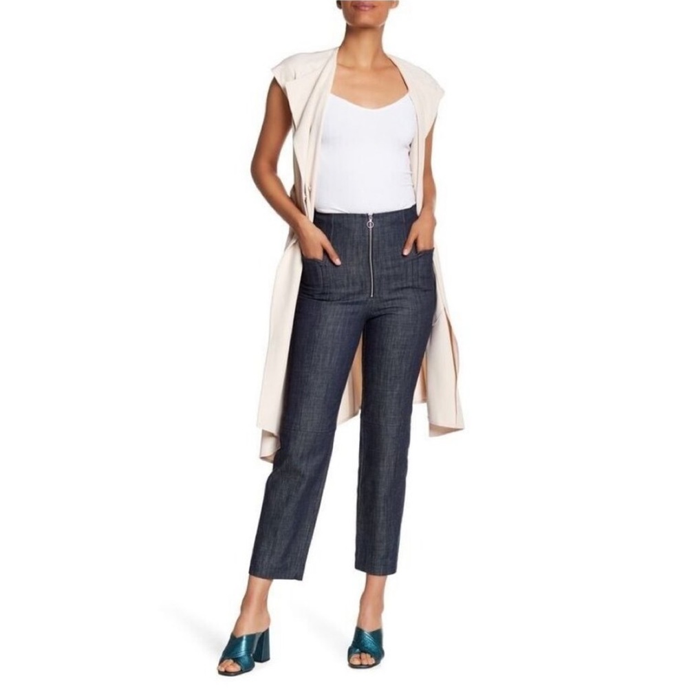 Tibi Zip Front High Waist Corset Jeans 0 in Blue